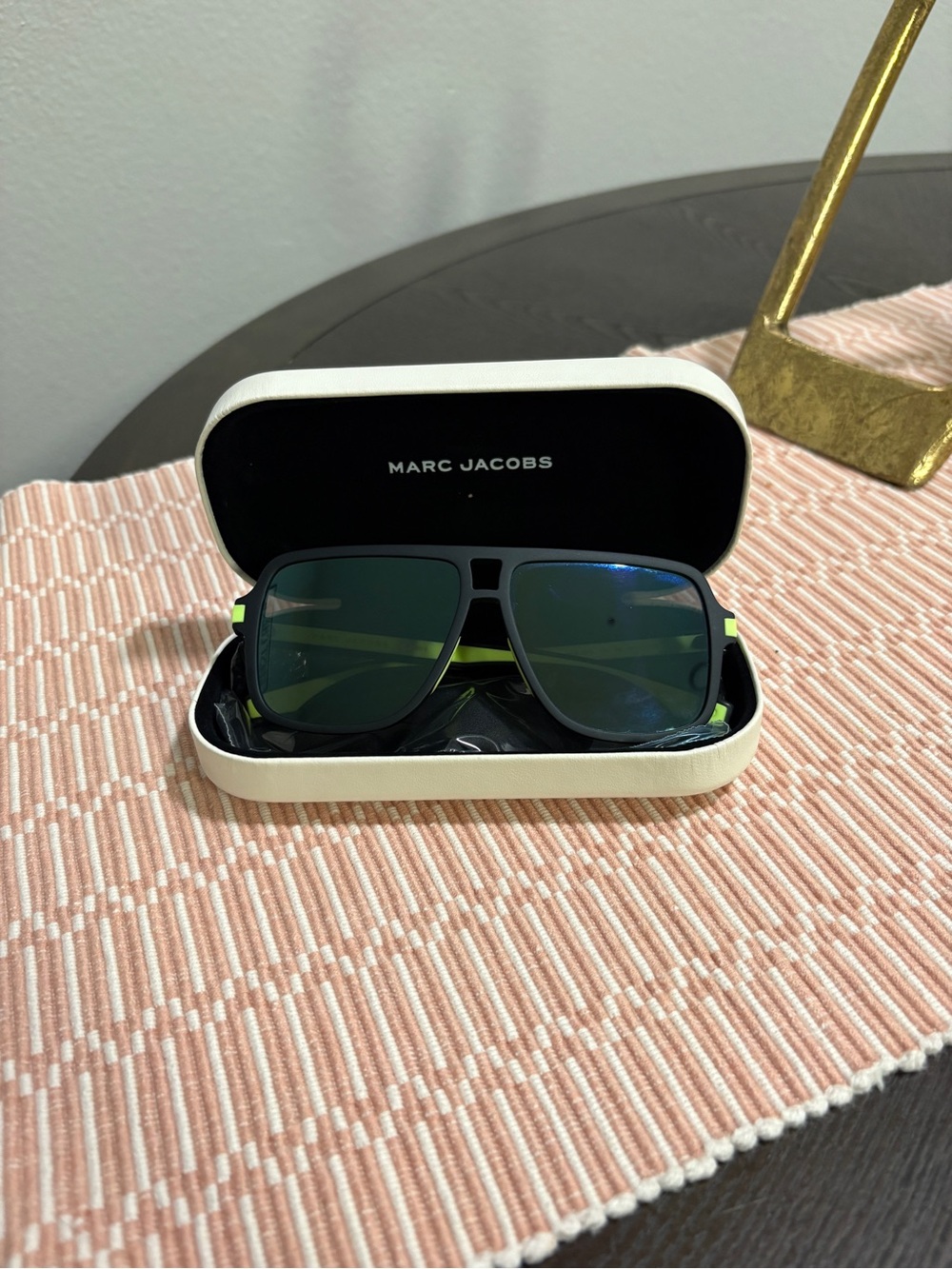 Marc Jacobs Black Sunglasses with Neon Green Accents